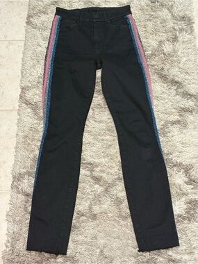 MOTHER DENIM Looker Ankle Fray Guilty Glitter Racer Multicolor Striped Size 23